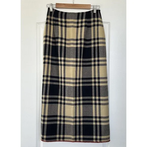 Vtg Ralph Lauren Country Wool Wrap Plaid Skirt Womens Sz 8 USA Old Money Preppy - Picture 6 of 13